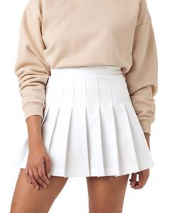lot 6418 image: SCKTOO Womens Girl High Waisted Pleated Tennis Skirt School A-Line Skater Skirts with Lining Shorts (White,Medium) - Retail $20