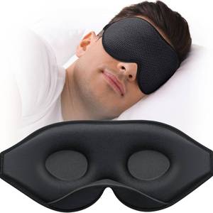 lot 6423 image: MABAO Sleep Mask for Side Sleeper, Eye Mask for Sleeping Women Men, 3D Contoured Cup No Eye Pressure 100percent Light Blocking Sleeping Mask with Adjustable Strap Night Blindfold Flight, Travel, Nap, Black - Retail $6