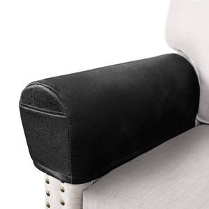 lot 6426 image: ANARACHON Leather Look Couch Arm Covers Set of 2 Armrest Covers for Sofa Chair Arm Protectors Stretch Armchair Slipcovers with Pockets Washable Spandex Fabric (Large, Black) - Retail $24