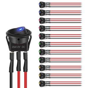 lot 6429 image: Nilight 12pcs Rocker Toggle Switch 3Pins 12V 20A Wired Round LED Light Power On Off Switches SPST for Car Truck Vehicle Trailer RV Marine Boat Yacht with 36pcs Wires - Retail $14