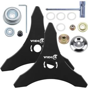 lot 6442 image: VIDICA 2 Pack Carbon Steel Brush Cutter Blades, 10 x 3 Teeth Weed Eater Blades for 20mm or 25.4mm Arbor, Compatible with Husqvarna, Stihl, Ego, Oregon, Hitachi, Makita Brush Cutter, Weed Wacker etc - Retail $23in