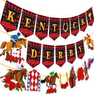 lot 6451 image: umoni Kentucky Derby Banner Kentucky Derby Decoration Banner 3pcs Horse Race Party Decorations Derby Race Run Party Banners for Roses Horse Racing Party Supplies MonBN-98 - Retail $10