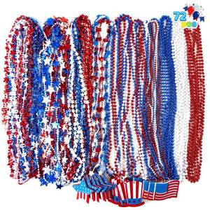 lot 6466 image: JOYIN 72 Pcs July 4th Patriotic Bead Necklace Assortment Bulk, Red White Blue Beads Star Beaded Necklace With Pendant, Independence Day Parade Bulk, Dress Up Accessory, Memorial Day Party Favor Supply&nbsp