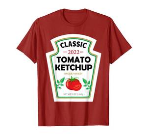 lot 6471 image: Red Ketchup DIY Costume Matching Couples Groups Halloween T-Shirt - Retail $14