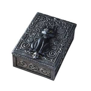 lot 6473 image: Pacific Giftware Fortune Telling Black Cat Reader Design Sculptural Tarot Box Jewelry Trinket Keepsake Fengshui Lucky Talisman Home Accent Decor 5.25 L - Retail $19in