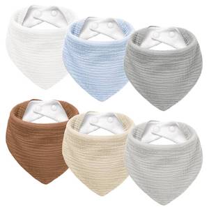 lot 6491 image: Susurration Muslin Baby Drool Bibs 6Pack Soft Triangular Adjustable Baby Bandana Bibs for Unisex Girls and Boys (Multicolored) - Retail $9