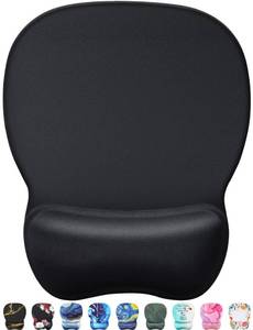 lot 6497 image: MROCO Ergonomic Mouse Pad with Gel Wrist Rest, Comfortable Mousepad with Smooth Wrist Support Surface and Non-Slip PU Base for Pain Relief, Computer, Laptop, Office and Home, 9.4 x 8.1 in, Black Color - Retail $10