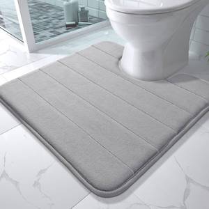 lot 8106 image: Yimobra Memory Foam Toilet Bath Mat U-Shaped, Soft and Comfortable, Super Water Absorption, Non-Slip, Thick, Machine Wash and Easier to Dry for Bathroom Commode Contour Rug, 24 X 24 Inches, Gray - Retail $24