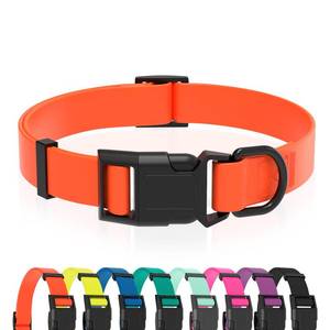 lot 8111 image: Kidding Pets Waterproof Dog Collar, Easy to Clean Rubber Dog Collars with Quick Release Buckle Fits Small Medium or Large Dogs (Orange, M
