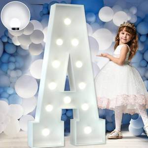 lot 13051 image: Marquee Letters 4 Feet Tall Large Light Up Letters Baby Shower Decorations Wedding Engagement Proposal White Party Decorations Marry Me Sign Big Cardboard Backdrop A - Retail $27