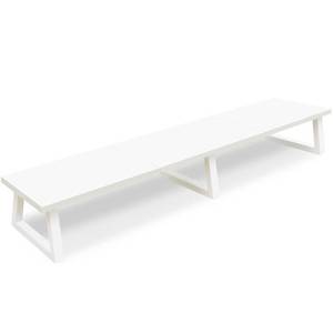 lot 13062 image: TEAMIX White Dual Monitor Riser for 2 Monitors-42inch, Wood Desktop Dual Stand with Metal Legs, Long ScreenPCLaptop Storage,Computer Shelf TV Holder Home Office - Retail $40