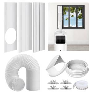 lot 13082 image: Hyphen-X Portable Air Conditioner Window Vent Kit, with 5.9 Exhaust Hose, 3 Slide Seal Plates, Universal Coupler, Adjustable AC Vent Kit for Ducting Universal for Horizontal and Vertical Windows&nbsp