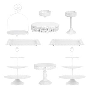 lot 13088 image: ZUMELER 9Pcs Cake Stand, White Metal CupCake Stand Holder Set for Dessert Table Plate Cupcake Round Cake Pedestals Stand Display Serving Tower for Wedding Brithday Party Celebration Home Decoration