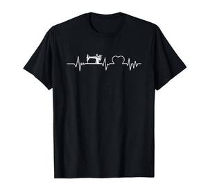 lot 2353 image: Quilting Quilter Apparel Sewing Lover Heartbeat EKG T-Shirt dark blue size L - Retail $20