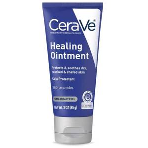 lot 2357 image: CeraVe Healing Ointment, Hydrating Skin Protectant With Petrolatum, Hyaluronic Acid and Ceramides, Face and Body Skin Barrier Repair For Cracked, Chafed, Dry Skin, Fragrance Free and Lanolin Free, 3 Oz - Retail $10