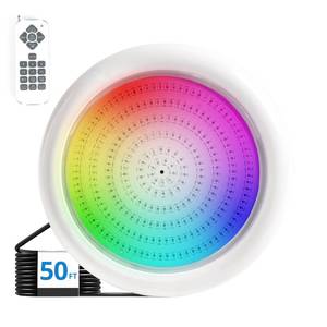 lot 3371 image: Zenhagu Pool Lights for Inground Pool, 1.5 Inch LED RGBW Multicolor Pool and Spa Light, IP68 Waterproof Pool Lights, 12 V AC, 50 ft Cord, Remote Control