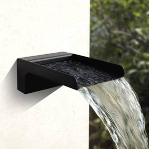lot 3376 image: PONDO 304 Stainless Steel Made Exquisite Handcrafted Waterfall Spout for Landscape, Water Fountain Spout Scupper Luxury Decoration for Pools, Ponds, Water Walls (Black Powder Coating) - Retail $190