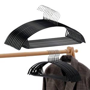 lot 3385 image: PJJXMY Contour Metal No Bumps Hanger - Suit, Coat and Sweater Hanger (Pack of 30, Black)