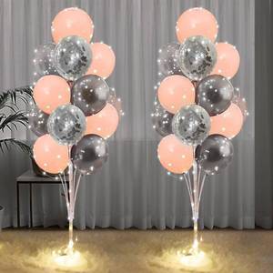 lot 3389 image: Cicicooie Balloon Stand for Floor with Lights 2 Set Centerpieces Balloon Holder Decoration for Pink Party Decoration Wedding Birthday Women Bachelorette Party - Retail $28