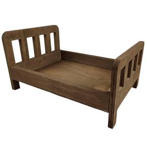 lot 3394 image: MandG House Brown Newborn Photography Props Wooden Bed Vintage Baby Photo Prop Baby Photoshoot Props Doll Bed Accessories Pretend Play Photoshoot Props - Retail $37