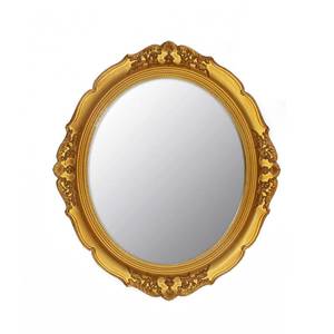 lot 3395 image: YCHMIR 14.8 x 13.1 inch Oval Wall Mirror Vintage Style Wall Mounted (Gold) - Retail $16
