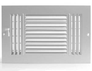 lot 4000 image: HVAC Premium 8x6 Duct Opening 3-Way AIR Supply Grille - Vent Cover and Diffuser - Flat Stamped Face - White Outer Dimensions 9.75w X 7.75inh - Retail $19in
