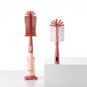 lot 4003 image: Chemimoso Multifunctional Cleaning Brush, Baby Bottle Brush, Bottle Brush Cleaner Set, Pink, Silicone and Nylon Brush - Retail $10