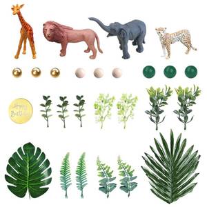 lot 4004 image: 27 PCS Jungle Animal Cake Toppers, Safari Animals Figure Toys Picks Jungle Wild One Animals Cake Decorations for Baby Shower Safari Party Holiday Party (Green) - Retail $10