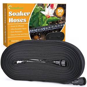 lot 4007 image: Soaker Hose 50 FT - Yumatum Flat Garden Soaker Hose Irrigation Sprinkler, Save 80percent Water, Heavy Duty Leakproof, 34 Linkable, Drip Watering Hose for Garden Beds, Lawns, Vegetable Field&nbsp