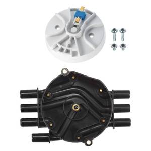lot 4027 image: Motoforti Ignition Distributor Set, Brass Terminals Distributor Cap and Rotor Kit, for GMC Sierra 1500 1999-2007, Plastic, 10452458 10452457, Black, 1 Set - Retail $15