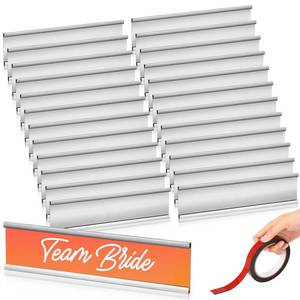 lot 4037 image: Leifide 24 Pack Name Plates for Doors, 2 x 8 Inches Aluminum Office Name Plate Holder for Wall, Meeting Room, Office, Business Department, Desk, Warning Area - Retail $30