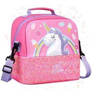 lot 4472 image: Itslife Kids Lunch Bag, Insulated Lunch Box for Girls, Reusable, Lightweight and Durable Lunch Bag with Inside Name Card Slot for School, Travel, Picnic (Unicorn) - Retail $20