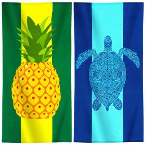 lot 4478 image: Genovega 2 Packs Oversized Terry Beach Towel 36 x 72 in Soft Extra Large Long Pool Swim Towels Clearance XL Big Travel Blanket Must Haves Vacation Essentials for Adult Yellow Pineapple - Retail $691