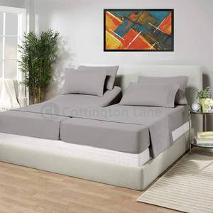 lot 4480 image: Split California King Sheets Sets for Adjustable Beds - California King Split Sheets - Split California King Bed Sheet Set 5 Piece - Cotton Split Cal King Sheets Sets for Adjustable Bed(Light Grey) - Retail $67