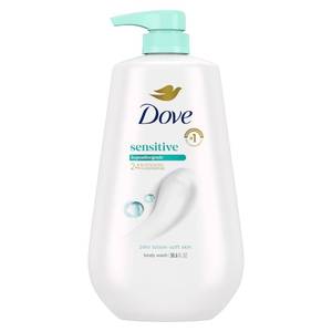 lot 4482 image: Dove Body Wash with Pump Sensitive Skin For 24hr Lotion-Soft Skin Moisturizing Skin Cleanser Gentle Hypoallergenic Formula with No Sulfates No Parabens 30.6 oz - Retail $11