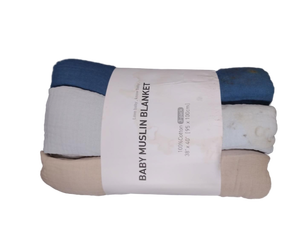 lot 6030 image: Baby Muslin Blanket 3-Pack - Retail $15