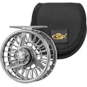 lot 6046 image: SF Premium SF005 Fly Fishing Reel Aircraft-Grade Aluminum 789 WT Dust-Proof Sealed Drag Free Reel Case Perfect for Trout and Bass with Protective Reel Bag - Retail $70