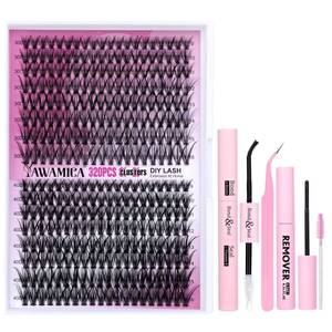 lot 6048 image: Yawamica DIY Eyelash Extension Kit 320pcs Individual Lashes Cluster, 9-16mm Mix 30D 40D Eyelash Clusters Wispy Lash Clusters Kit with Lash Bond and Seal and Remover Lash Applicator for Beginners - Retail $14