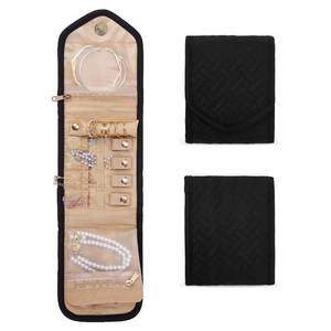 lot 6057 image: emissary Small Jewelry Travel Case Organizer for Necklace, Earrings, Rings, Bracelet, Jewelry Storage, Earring Storage, Necklace Storage, Valentines Day Gifts Pouch Bag Accessories for Travel(Black) - Retail $16