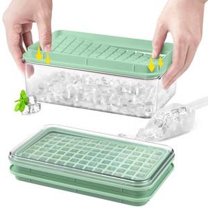 lot 6366 image: Longzon Mini Ice Cube Tray with Lid and Bin, 273 Pcs Small Ice Cube Trays for Freezer, Ice Cube Mold Spill-Resistant Removable LidandIce Scoop, Ice Mold for Whiskey Cocktail, Tea,Coffee-Green - Retail $13