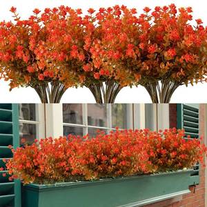 lot 6368 image: HAPLIA 20 Bundles Artificial Flowers, Fake Artificial Greenery UV Resistant No Fade Faux Plastic Plants for Wedding Bridle Bouquet Indoor Outdoor Home Garden Kitchen Office Table Vase (Orange Red) - Retail $33