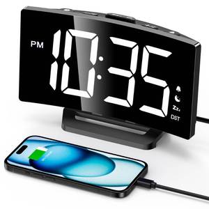 lot 6374 image: GOLOZA Digital Alarm Clocks for Bedrooms, Digital Clock with Modern Curved Design, Conspicuous 6 Colors RGB Display, 5 Levels BrightnessOff, 2 Volume, 3 Alarm Tones, Snooze, Power-Off Memory, 1224H - Retail $279