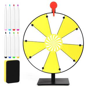 lot 1923 image: NQEUEPN 12in Spinning Prize Wheel, Tabletop Spinner Board of Fortune Game with Stand Dry Erase for Roulette Raffle Carnival - Retail $21