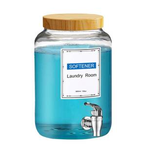 lot 1924 image: Laundry Detergent Dispenser,1 Gallon Glass Liquid Laundry Detergent Dispenser,for Bleach, Fabric Softener,Laundry Soap Dispenser,for Laundry Room Organization and Storage 128oz - Retail $26