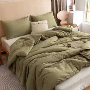 lot 1937 image: ROSGONIA King Size Comforter Set Olive Green, 3pcs (1 Boho Comforter and 2 Pillowcases), Lightweight Bedding Blanket All Season Bedspreads Quilt - Retail $50
