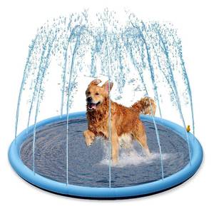 lot 1945 image: Splash Sprinkler Pad for Dogs - 59 Thicken Pet Swimming Pool Bathtub, 2024 New Packaging Pet Summer Backyard Playset and Water Toys(59in,Blue) - Retail $10in