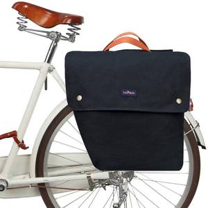 lot 1951 image: TOURBON Canvas Cycling Bicycle Bike Pannier Rear Seat Bag Rack Trunk (Waterproof, Roll-Up) (Black) - Retail $90