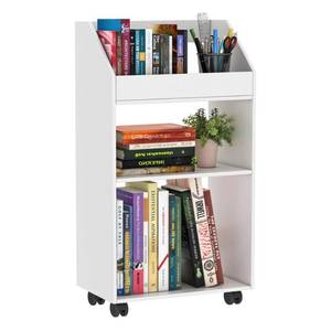 lot 1954 image: HAYOFAMY 3-Tier Mobile Bookshelf, White Bookcase with Wheels, Rolling File Holder Desk File Book Organizer for Home Office Living Room School&nbsp