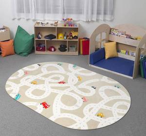 lot 1955 image: STARUIA Small Kids Rug for Kids Room, 3ftx5ft Washable Road Rug for Baby Nursery, Non-Slip Car Rugs for Playroom, Tan Traffic Play Mat Soft Fun Rugs for Boys Girls Dorm Toy Room Tent - Retail $40