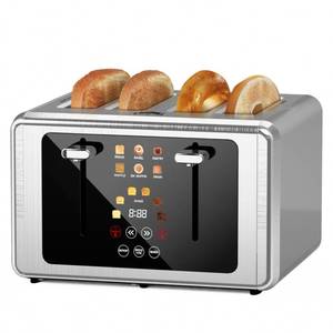 lot 1961 image: WUNLY 4 Slice Toaster, Touchscreen and Dual Independent Control Panel5 Basic Functions and Digital Countdown Toasters, 6 Shade Settings6 Bread Types, Smart Bread Maker MuteScreen-Off,Platinum - Retail $160